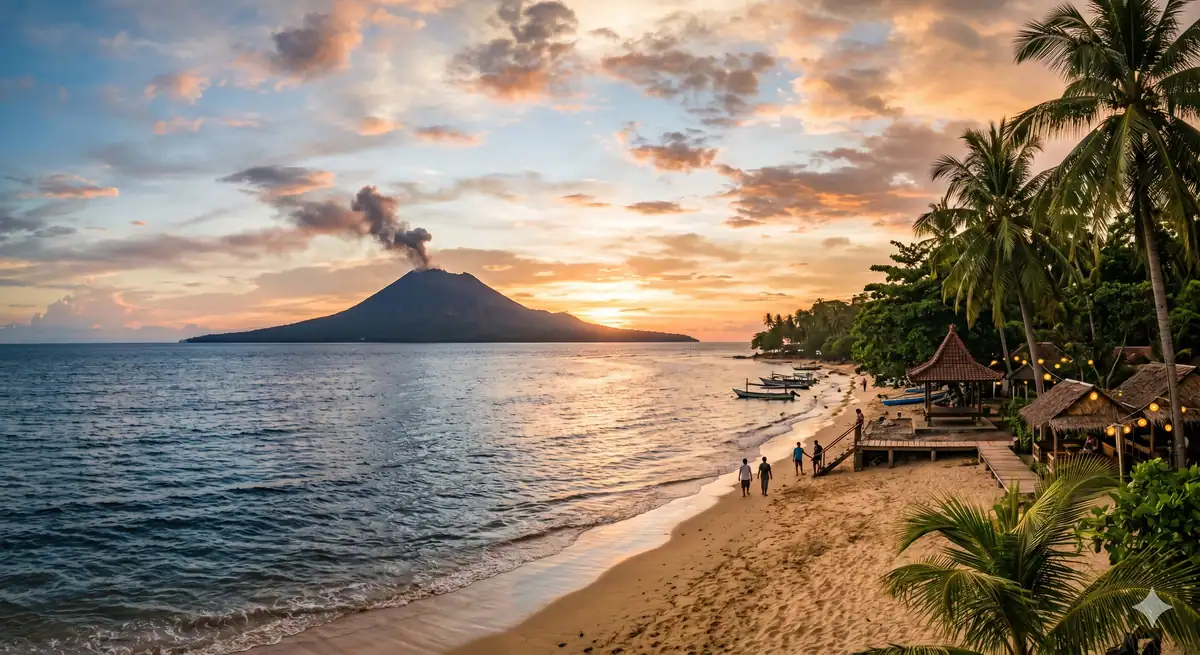 View Gunung Anak Krakatau dari Pantai Anyer