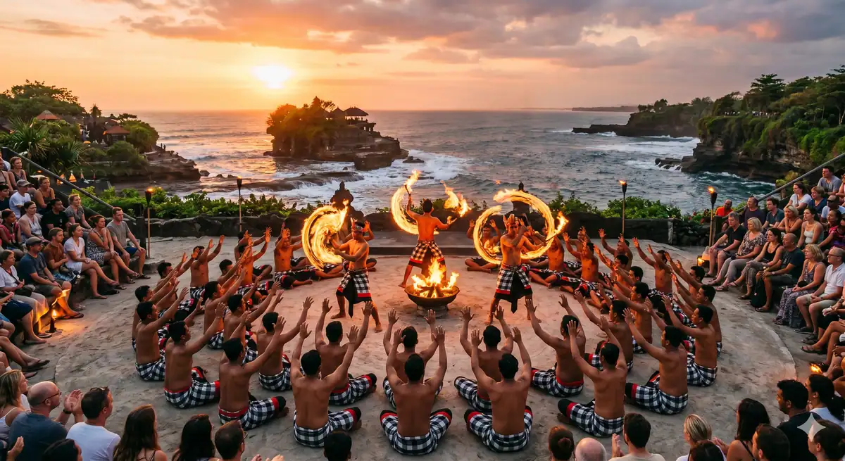 Pertunjukan Tari Kecak dan Fire Dance di Tanah Lot