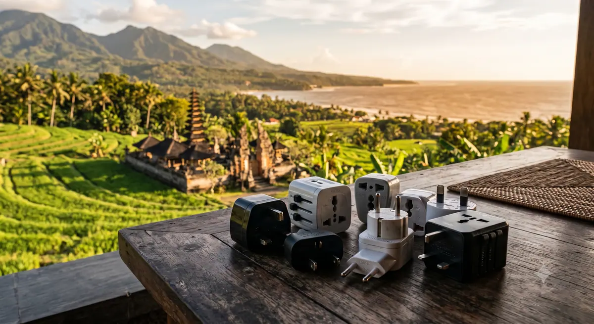 Berbagai jenis adaptor colokan universal untuk traveling