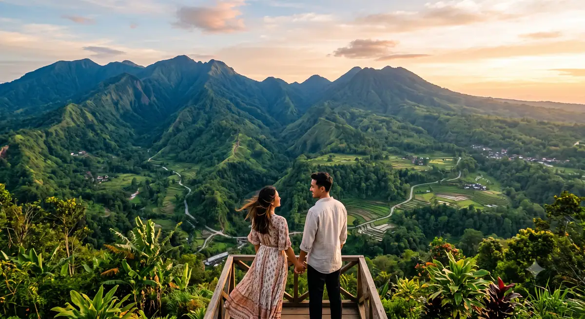 Pemandangan pegunungan hijau di Jawa, latar romantis untuk bulan madu