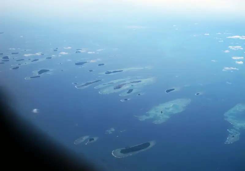 Gugusan pulau di Kepulauan Seribu dilihat dari udara