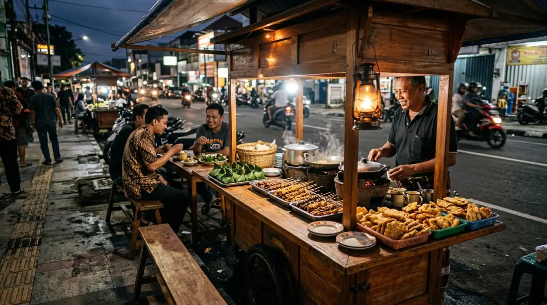 Angkringan kaki lima ramai pembeli untuk wisata kuliner hemat